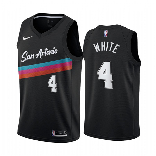 Men's San Antonio Spurs #4 Derrick White Black NBA City Edition Fiesta 2020-21 Stitched Jersey